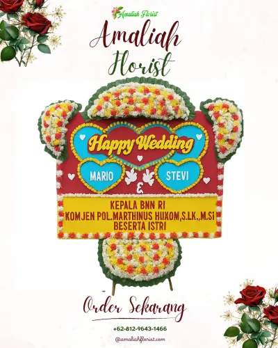 Karangan Papan Bunga Pernikahan di Kamonji